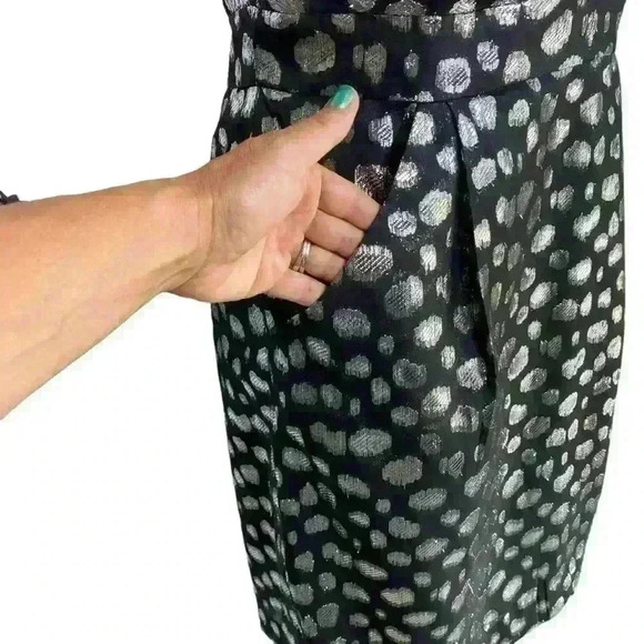 Gianni Bini Y2K One Shoulder black with metallic silver threaded spots-size 10 - Picture 5 of 11